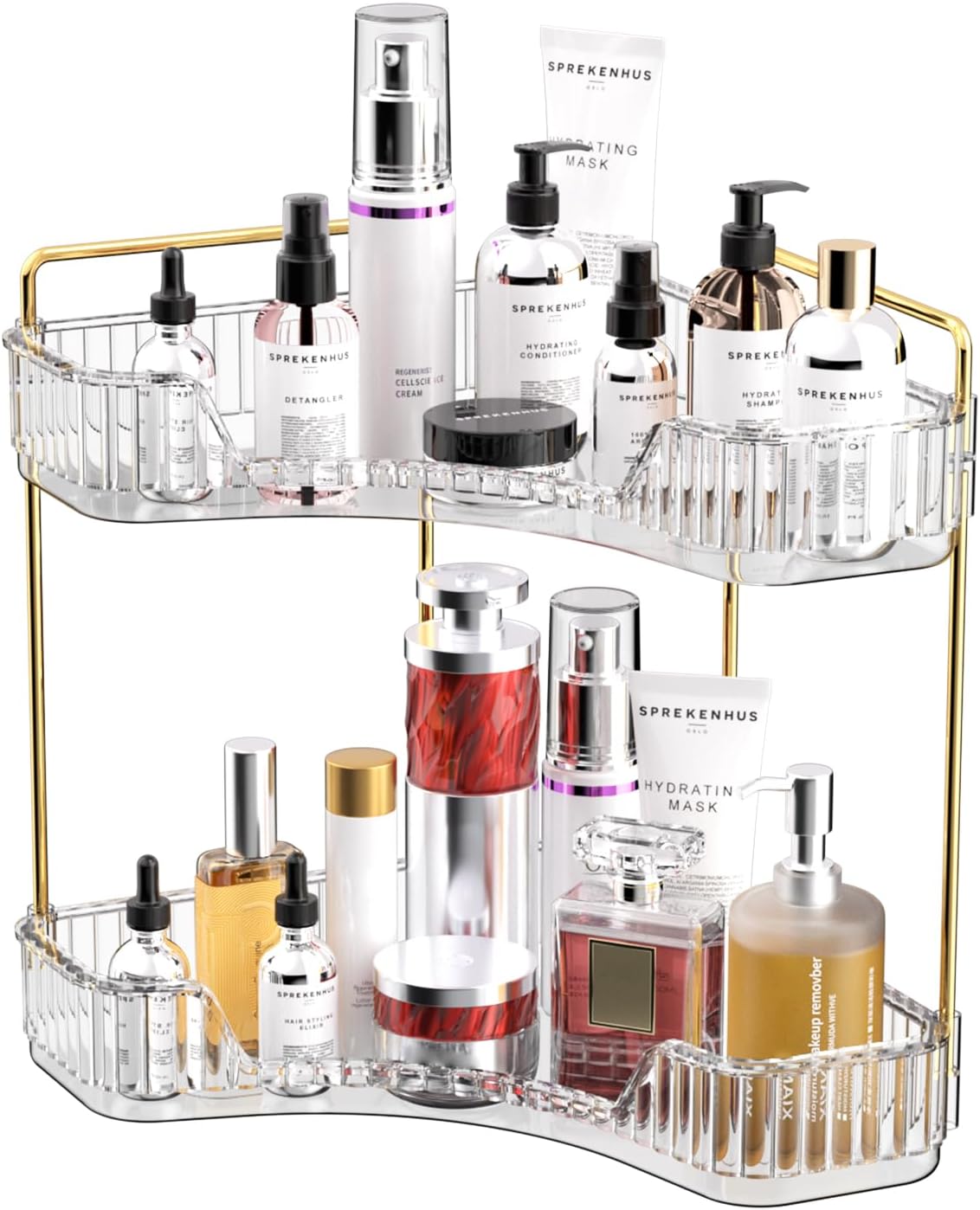 Luxury Gold Skincare - Organizzatore da bagno a 2 livelli